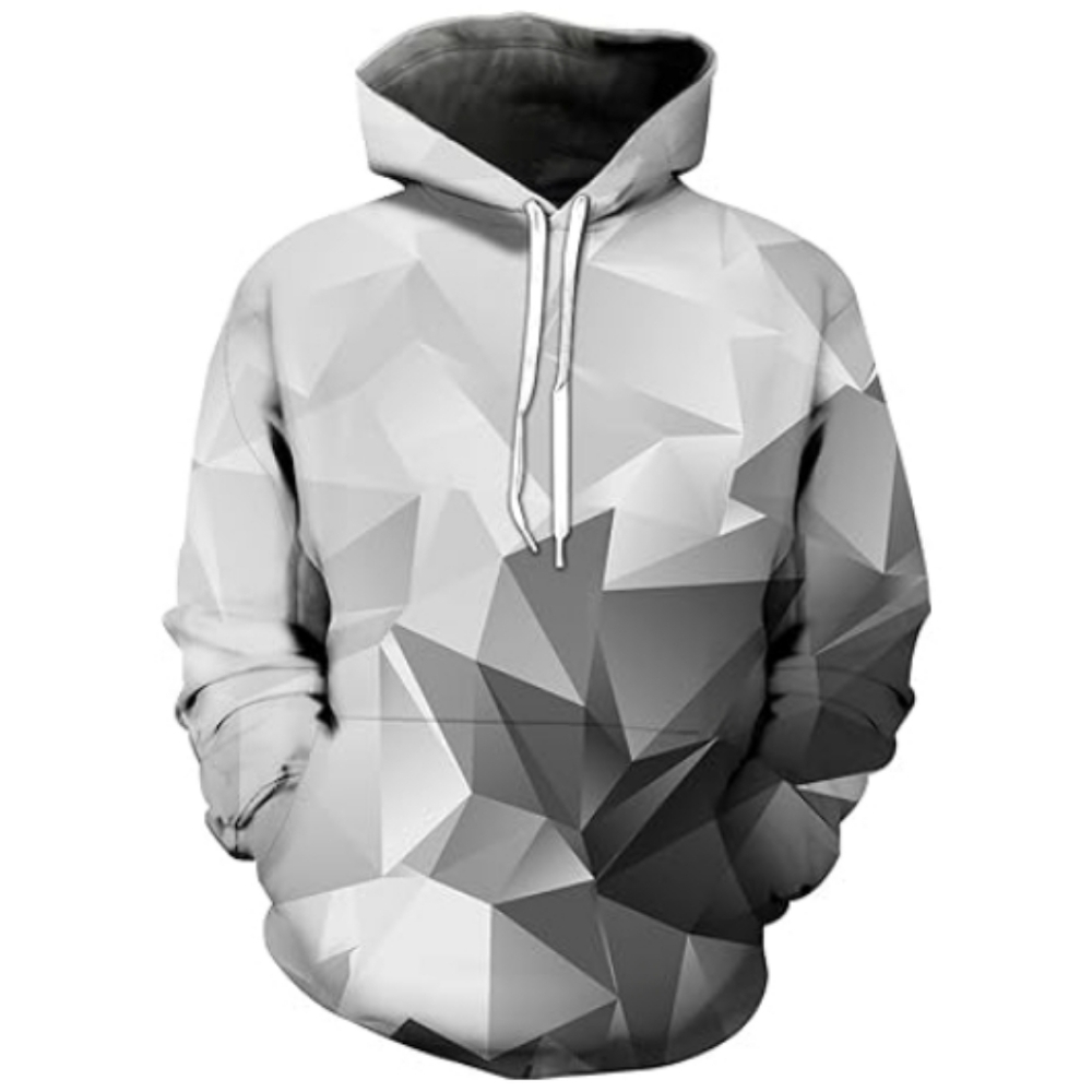 3D Print Pullover Hoodie Sweatshirt Women /Men Gray